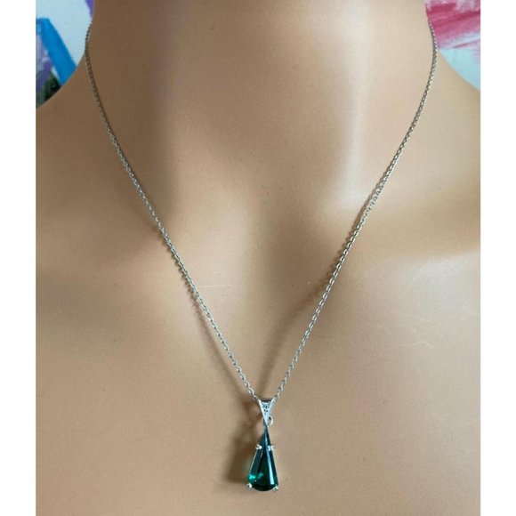 Rare! Authentic H. Stern 18k White Gold Diamond Blue Green Tourmaline Necklace - Picture 3 of 9